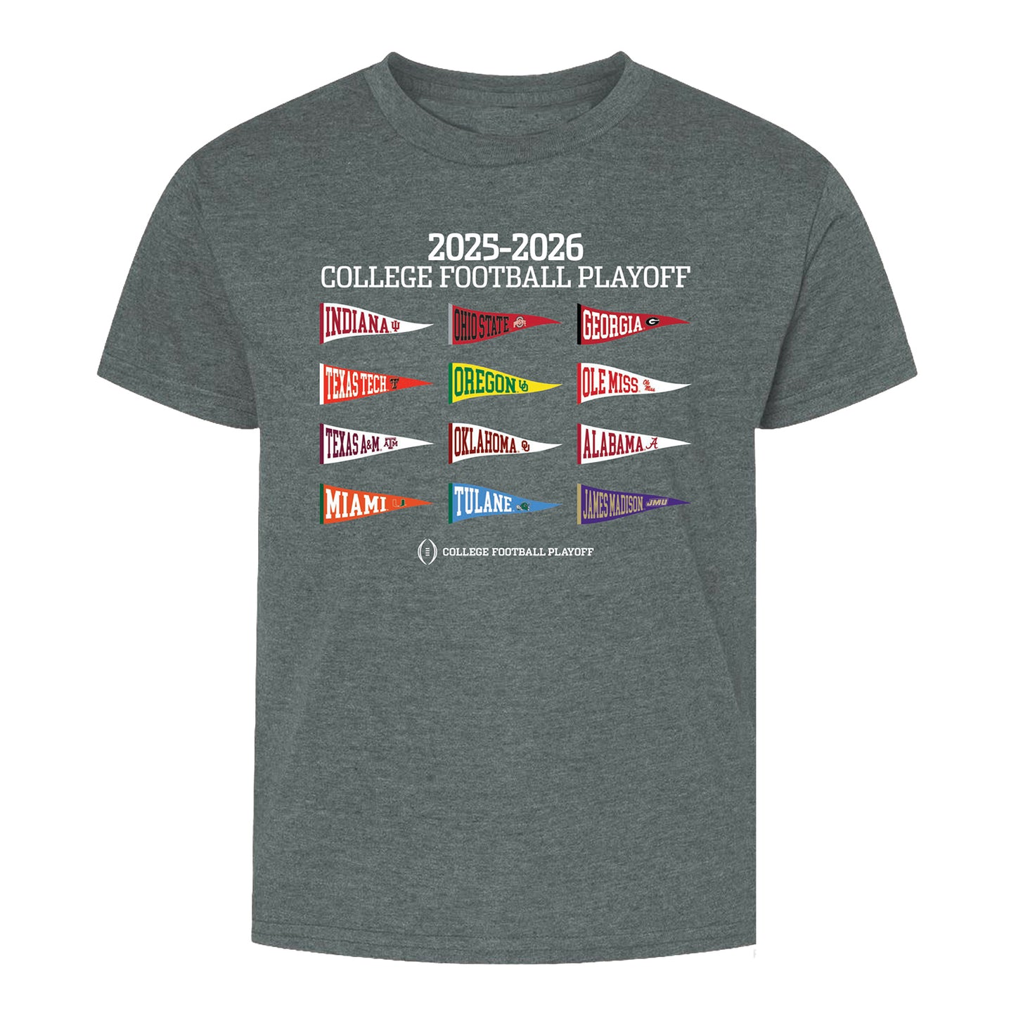 College Football Playoff 2025-26 12 Team Pennant Youth T-shirt