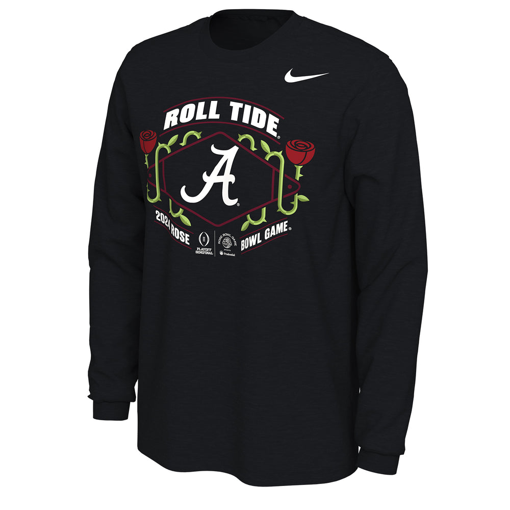 College Football Playoff Nike 2024 #4 Alabama Rose Bowl Bound Black Long Sleeve T-Shirt