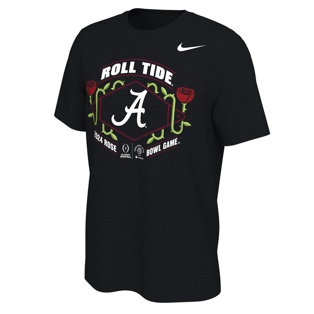 College Football Playoff Nike 2024 #4 Alabama Rose Bowl Bound Black T-Shirt