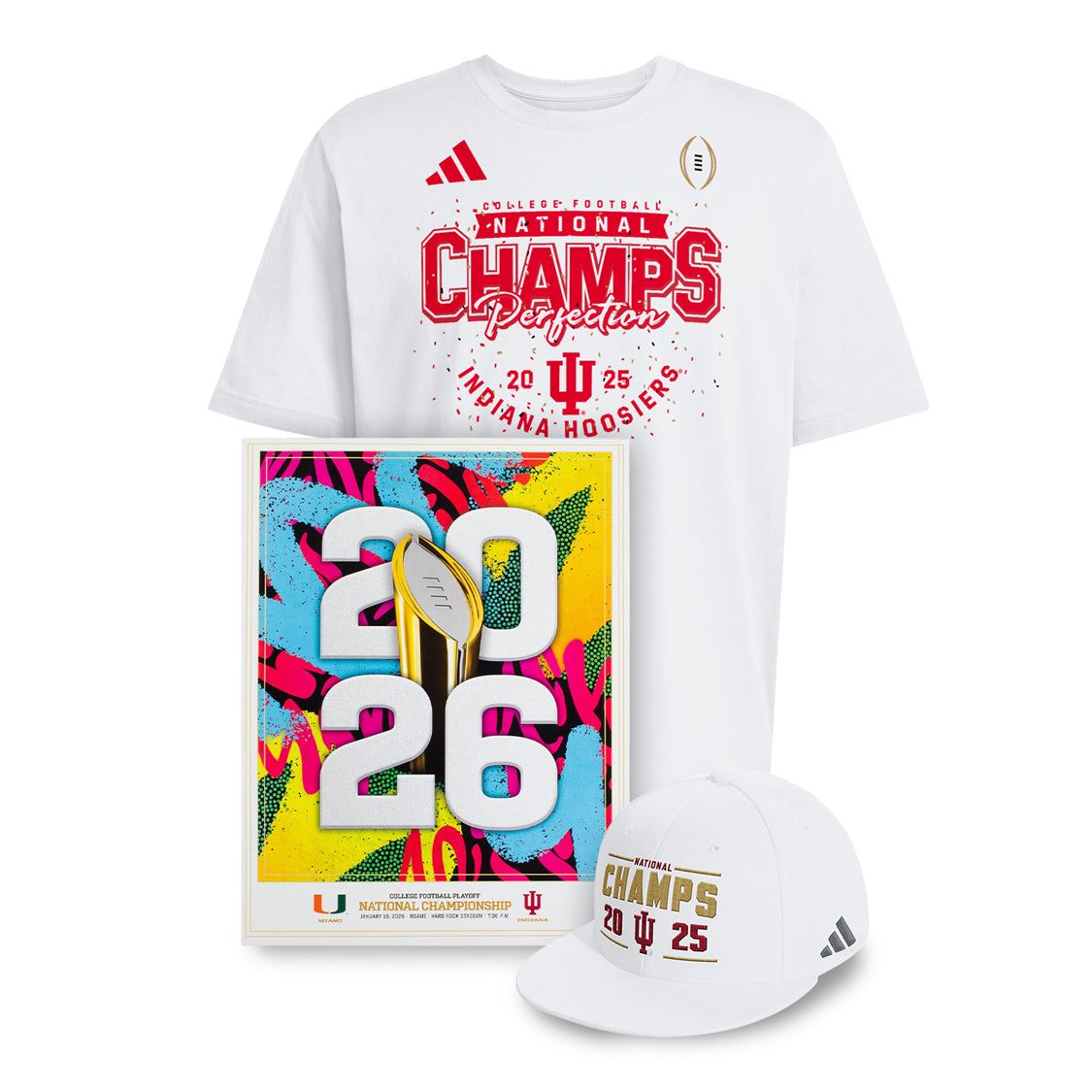 Indiana Hoosiers National Champions Adidas T-Shirt,Hat + Official Program