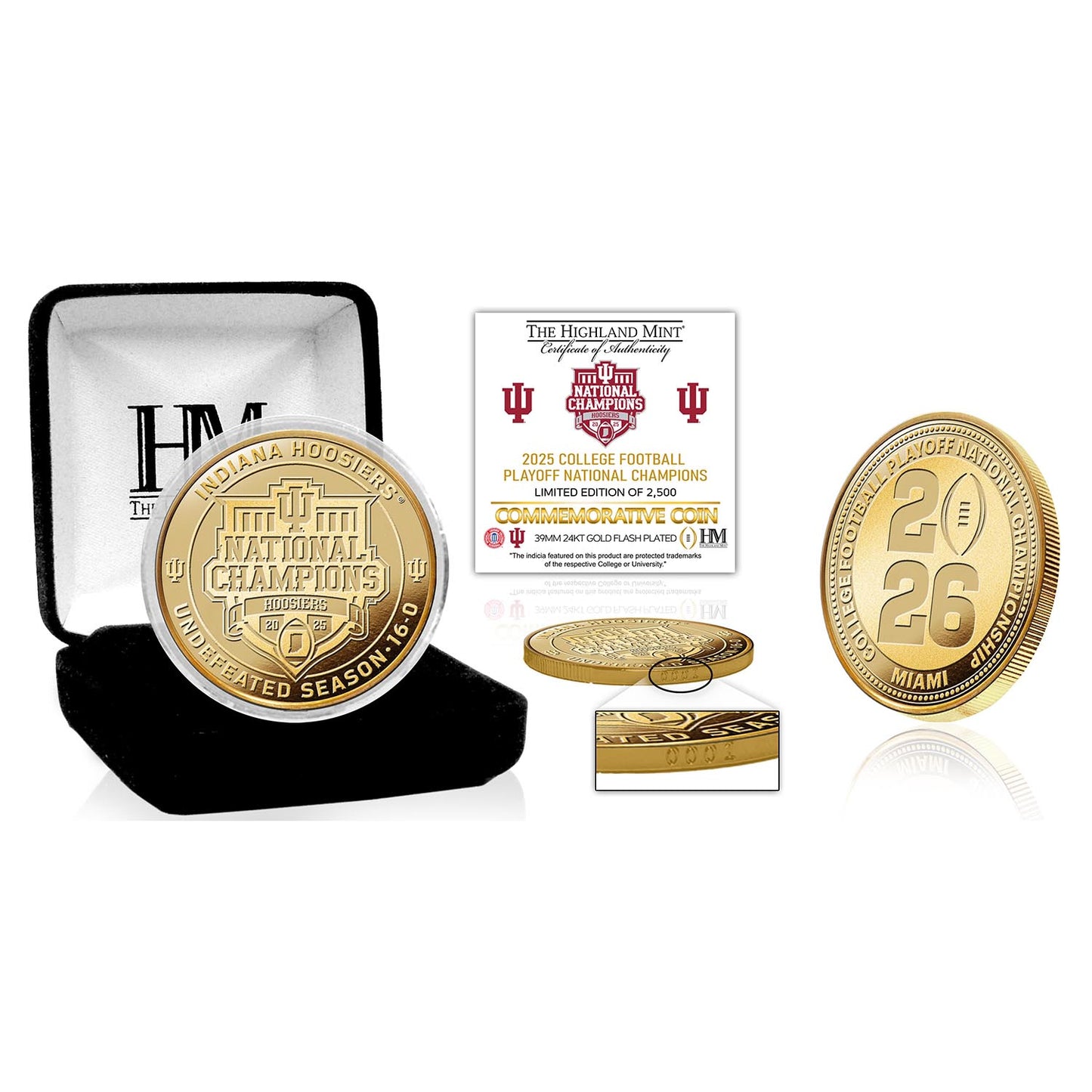 Indiana Hoosiers 2025-26 CFP National Champions Gold Plated Coin