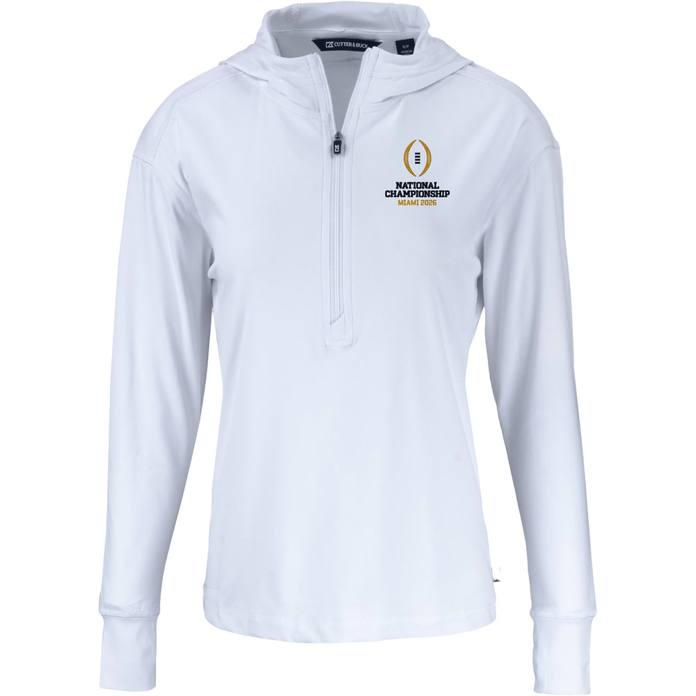 Ladies College Football Playoff National Championship Game 2026 Vertical Logo Daybreak Eco Recycled 1/4 Zip Hooded Jacket