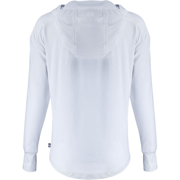 Ladies College Football Playoff National Championship Game 2026 Cutter & Buck Daybreak Eco Recycled 1/4 Zip Hooded Jacket In White - Back View