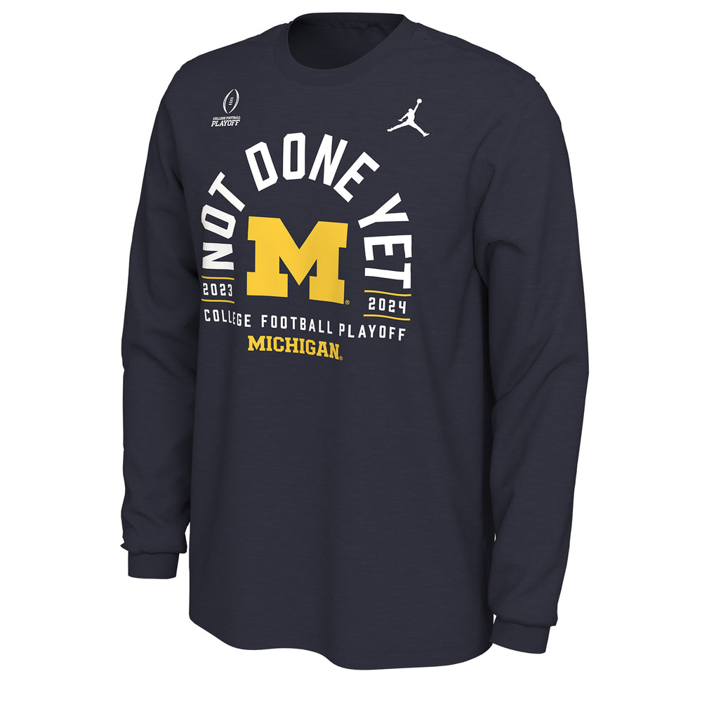College Football Playoff Jordan 2024 #1 Michigan Playoff Bound Navy Long Sleeve T-Shirt
