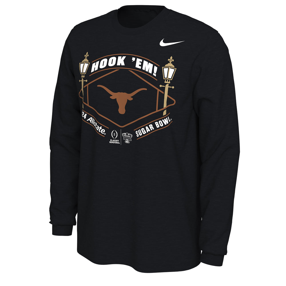 College Football Playoff Nike 2024 #3 Texas Sugar Bowl Bound Black Long Sleeve T-Shirt