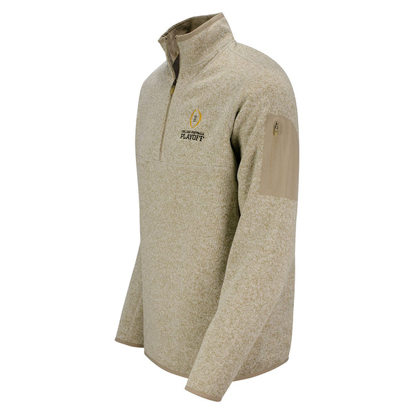 College Football Playoff Fortune 1/4 Zip Jacket in Oat - Side View