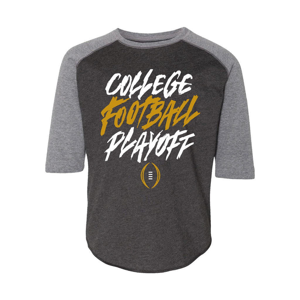 【23.65】23FW★ TIME TO FOOTBALL TEE Youth College Football Playoff Wordmark Raglan Charcoal 3/4