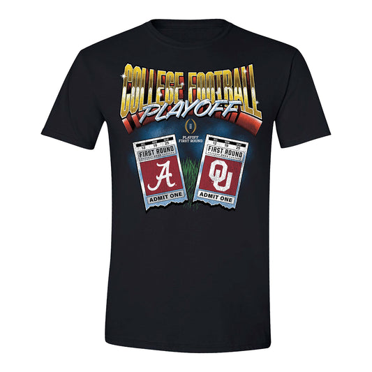 College Football Playoff 2025 First Round Oklahoma Sooners vs Alabama Crimson Tide Matchup Ticket T-Shirt