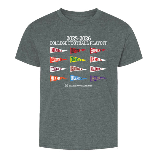 College Football Playoff 2025-26 12 Team Pennant Youth T-shirt