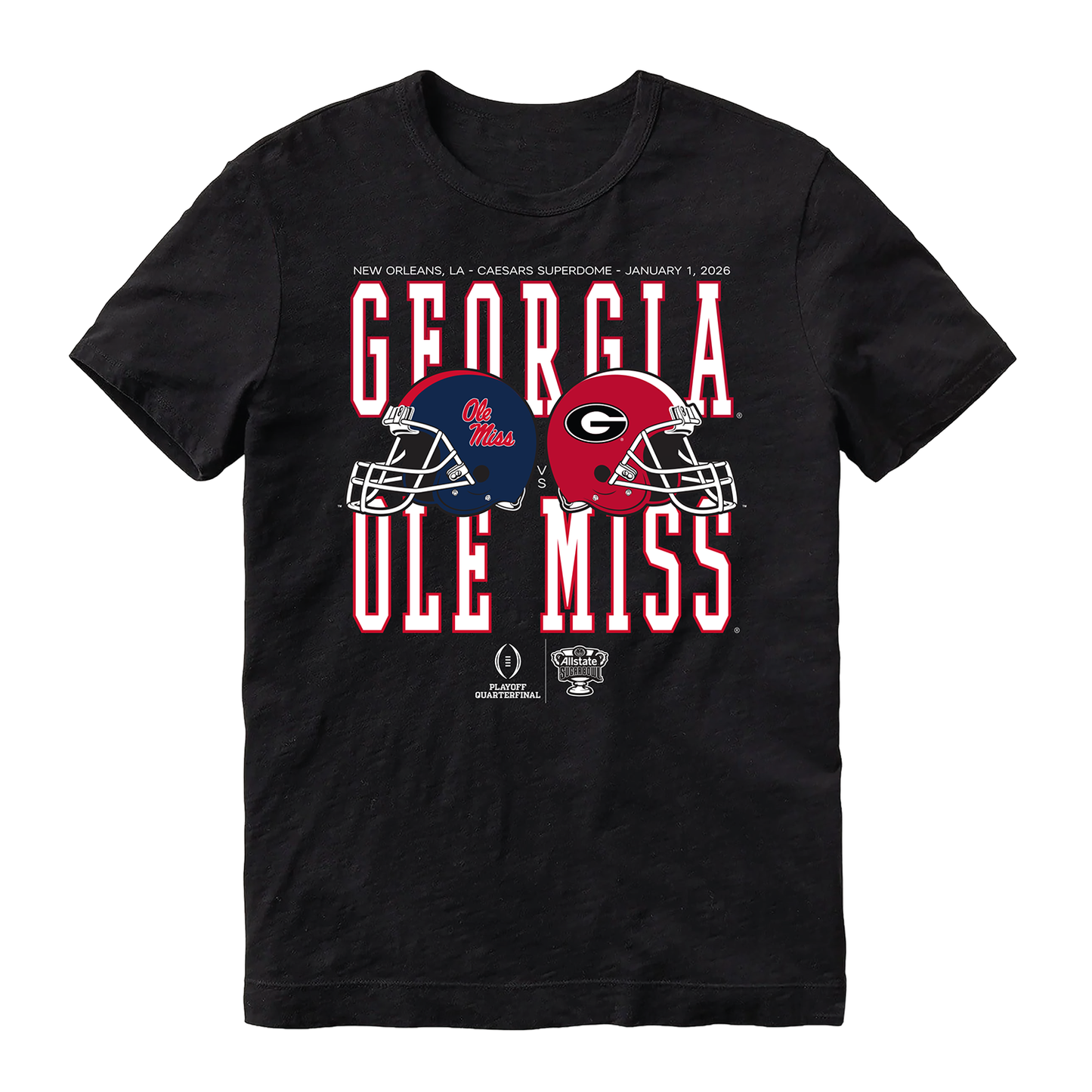 Allstate Sugar Bowl 2026 Ole Miss vs Georgia Helmet Matchup T-shirt