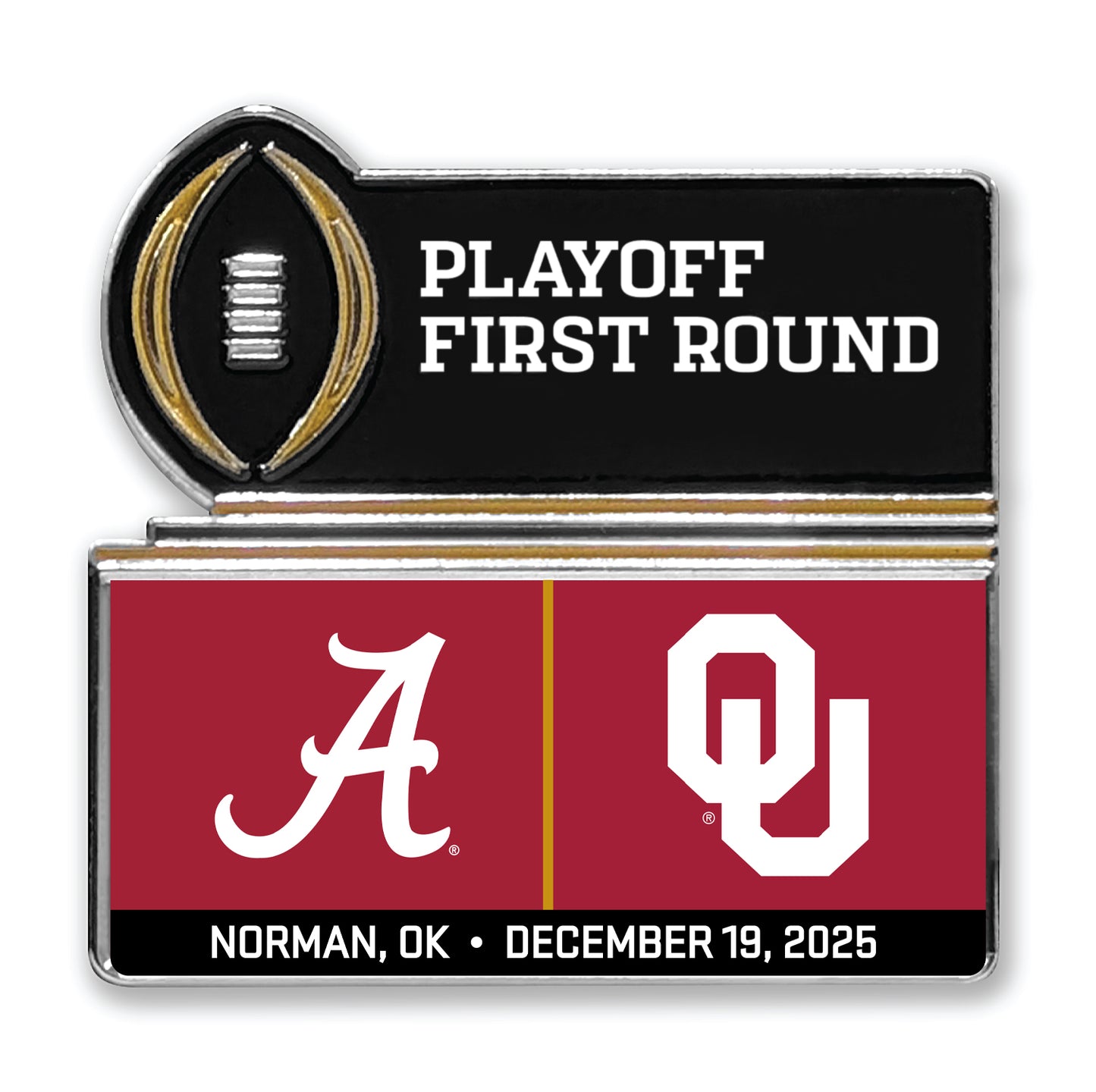 Alabama vs Oklahoma College Football Playoff 2025 First Round Aminco Matchup Hatpin