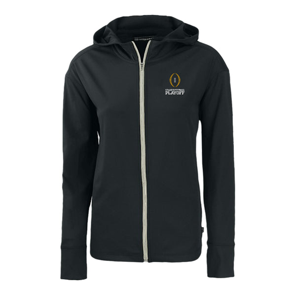 Ladies College Football Playoff Cutter & Buck Daybreak Eco Recycled Black Full Zip Hooded Jacket