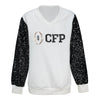 Ladies College Football Playoff Sequin V-Neck Sweatshirt