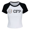 Ladies College Football Playoff Sequin Crop T-Shirt