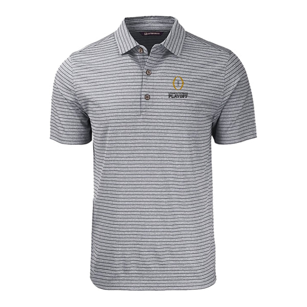 College Football Playoff Cutter & Buck Forge Eco Heather Stripe Recycled Grey Polo