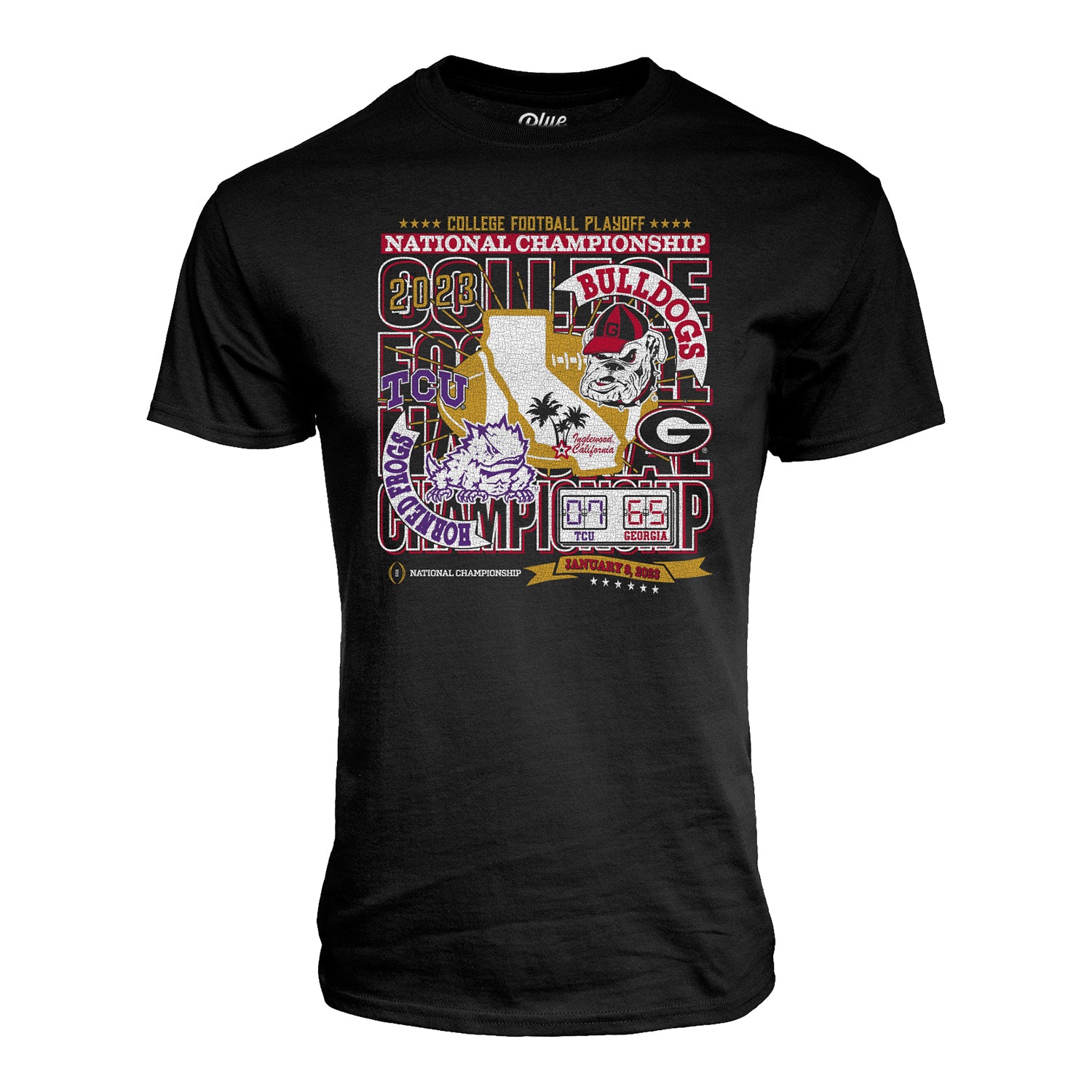 College Football Playoff National Championship Game 2023 Matchup T-Shirt - Front View