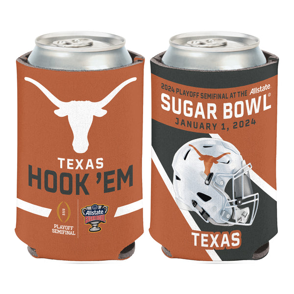 College Football Playoff #3 Texas 2024 CFP Semifinal Bound 12 oz Coozie - Full View