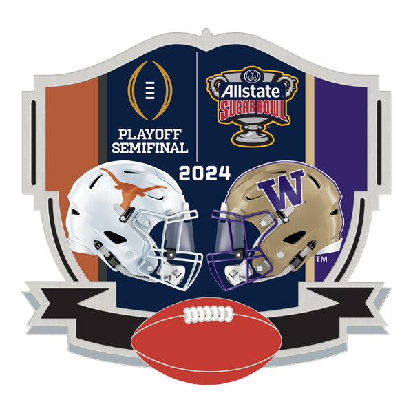 College Football Playoff 2024 Sugar Bowl Head to Head Hatpin - Front View