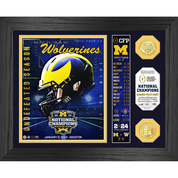 Michigan Wolverines 2023 CFP National Champions Banner Bronze Coin Photo Mint