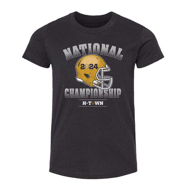 Youth College Football Playoff 2024 National Championship Game Black T-Shirt - Front View
