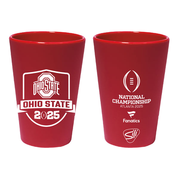 College Football Playoff 2025 National Championship Game Ohio State Silicone Shot Glass - Front & Back View