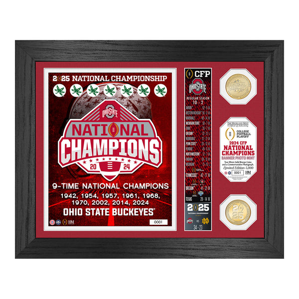 Ohio State Buckeyes 2024-25 CFP National Champions Banner Bronze Coin Photo Mint - Front View