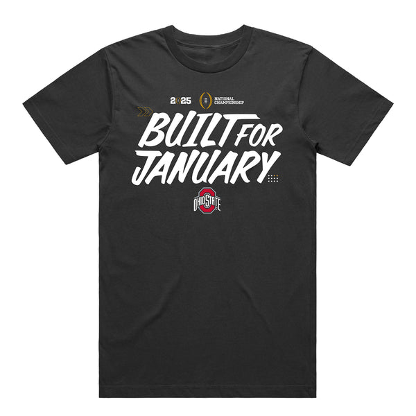 College Football Playoff 2025 Ohio State NCG Bound Built For January T-Shirt - Front View