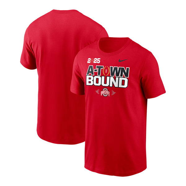 College Football Playoff 2025 Nike Ohio State A-Town Bound T-Shirt - Front & Back View