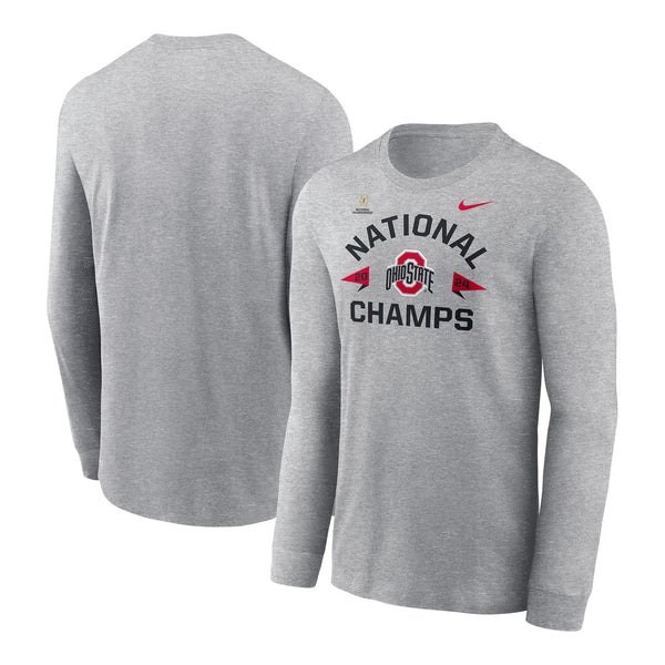 College Football Playoff 2025 National Champions Ohio State Focus, Execute, Win Long Sleeve T-Shirt - Front & Back View