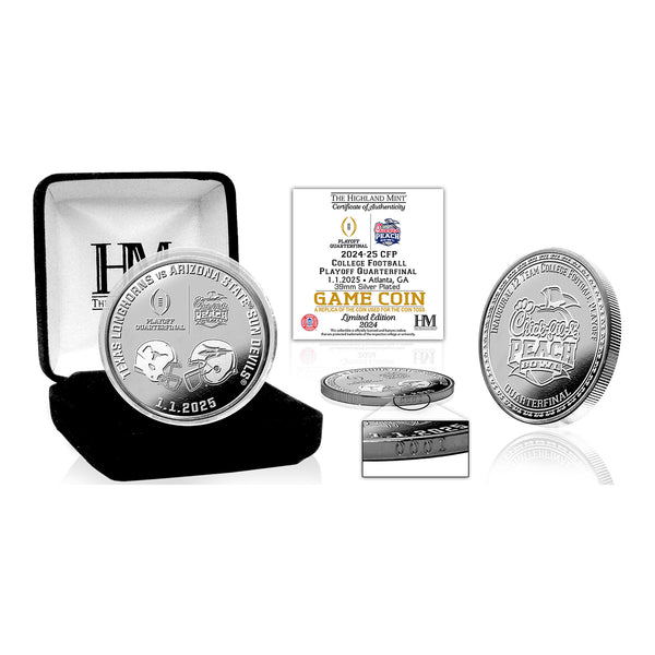 College Football Playoff Texas vs Arizona State Peach Bowl 2024-25 CFP Quarterfinal Silver Game Coin - Front View