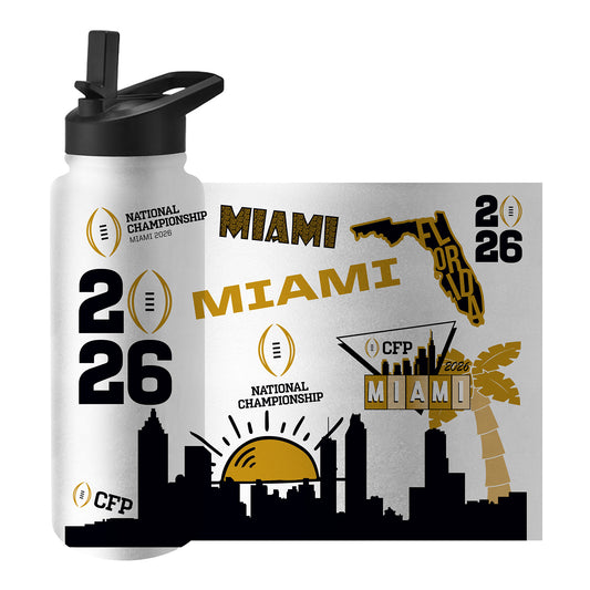 College Football Playoff Miami 2026 National Championship Logo Brands Water Bottle