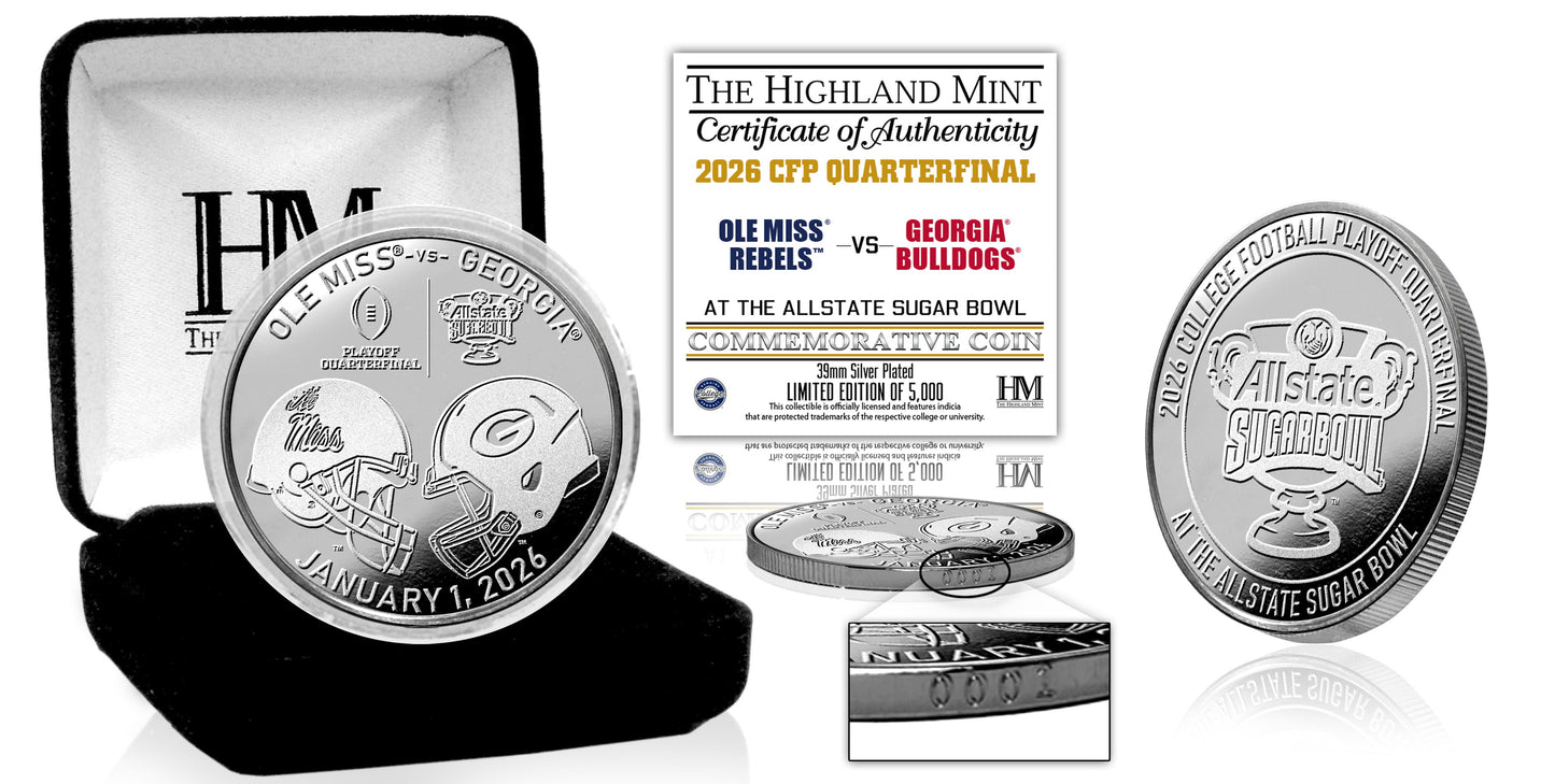 Ole Miss vs Georgia Sugar Bowl 2025-26 College Football Playoff Quarterfinal Silver Game Coin