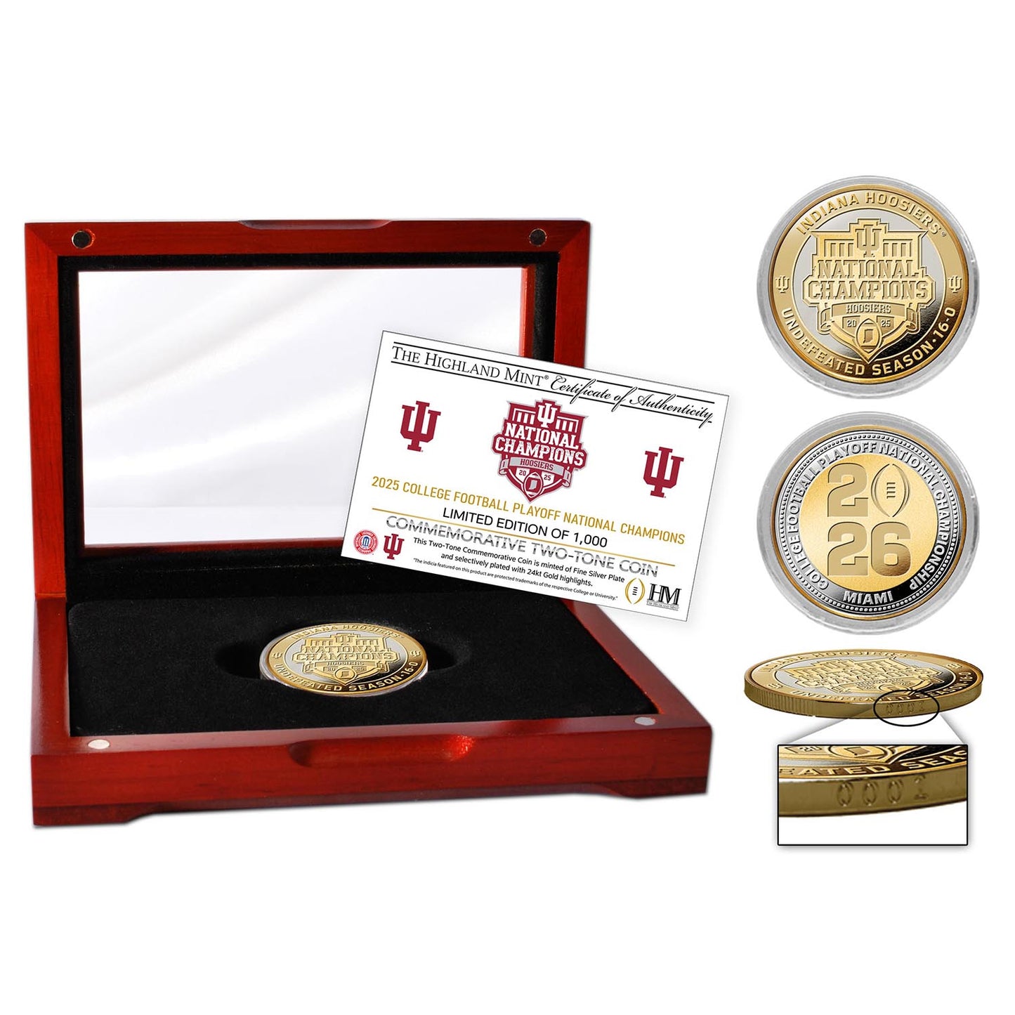 Indiana Hoosiers 2025-26 CFP National Champions Two-Tone Plated Coin