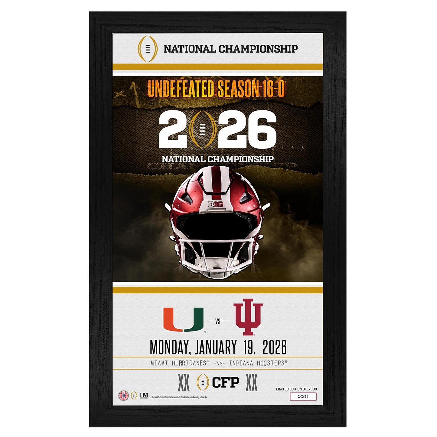 Indiana Hoosiers 2025-26 CFP National Champions Game Day Frame