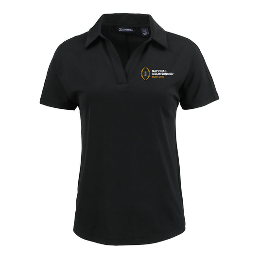 Ladies College Football Playoff National Championship Game 2026 Horizontal Stack Logo Coastline Epic Comfort Recycled Dolman Polo - Front View