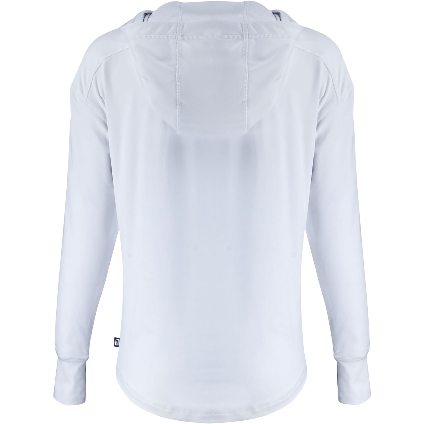 Ladies College Football Playoff National Championship Game 2026 Cutter & Buck Daybreak Eco Recycled 1/4 Zip Hooded Jacket In White - Back View