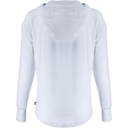 Ladies College Football Playoff National Championship Game 2026 Cutter & Buck Daybreak Eco Recycled 1/4 Zip Hooded Jacket In White - Back View