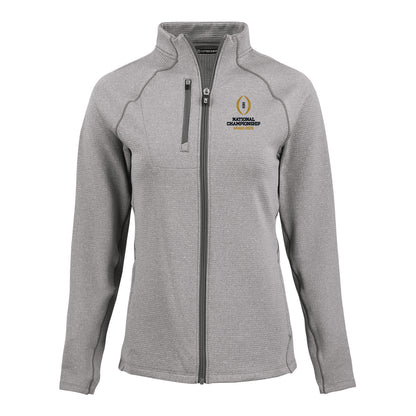 Ladies College Football Playoff National Championship Game 2026 Vertical Logo Peshastin Fleece Recycled Full Zip Jacket - Front View