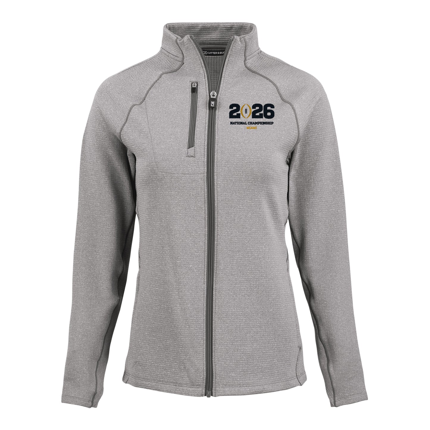 Ladies College Football Playoff National Championship Game 2026 Miami Logo Peshastin Fleece Recycled Full Zip Jacket - Front View