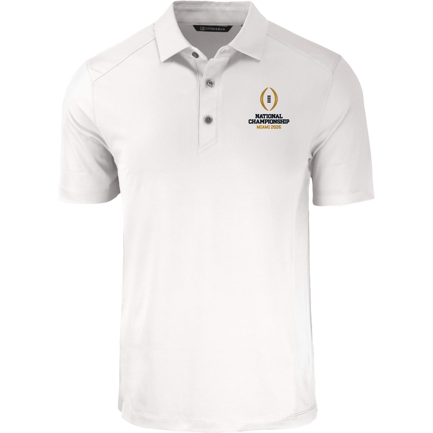 College Football Playoff National Championship Game 2026 Cutter & Buck Forge Eco Stretch Recycled Polo In White - Front View