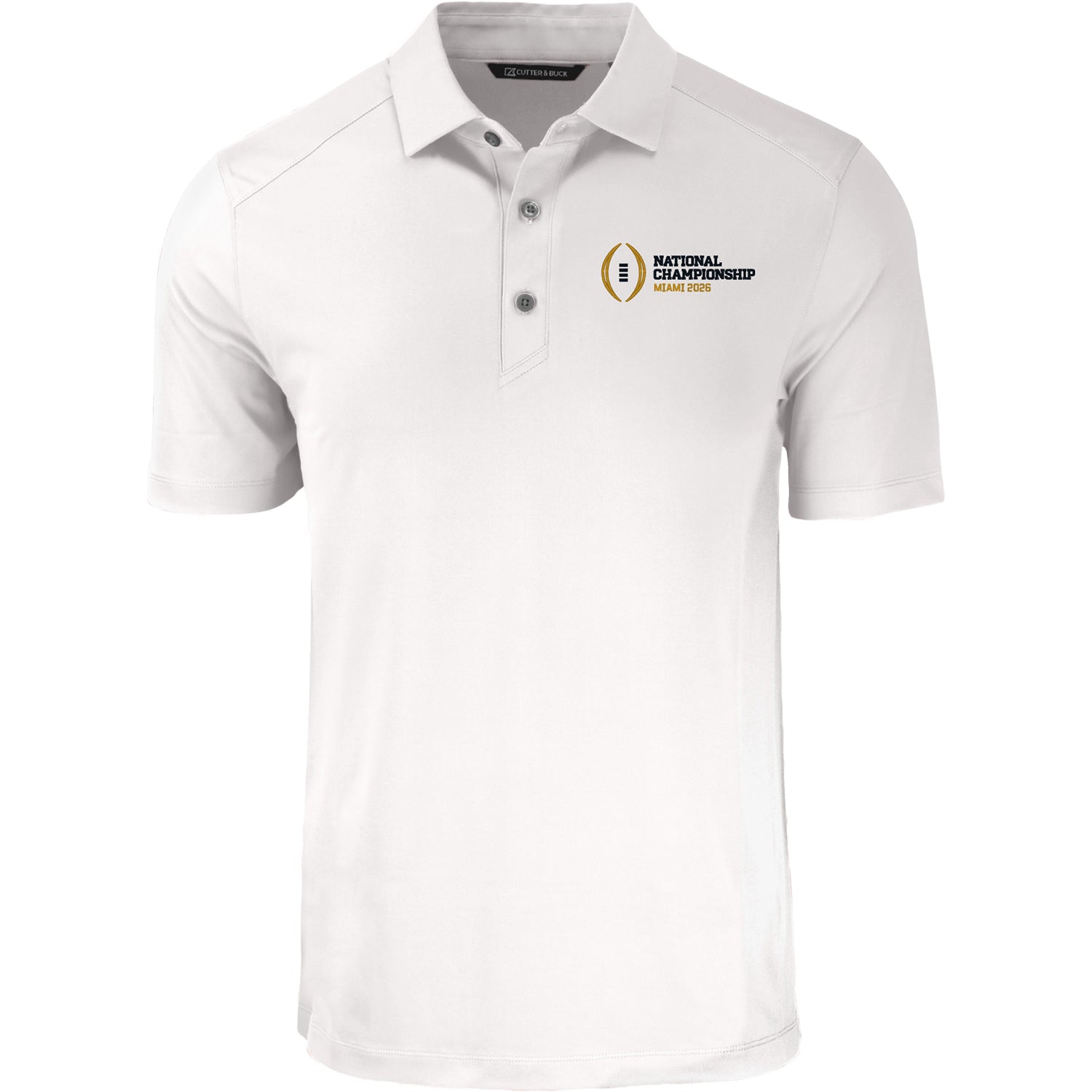 College Football Playoff National Championship Game 2026 Cutter & Buck Forge Eco Stretch Recycled Polo In White - Front View