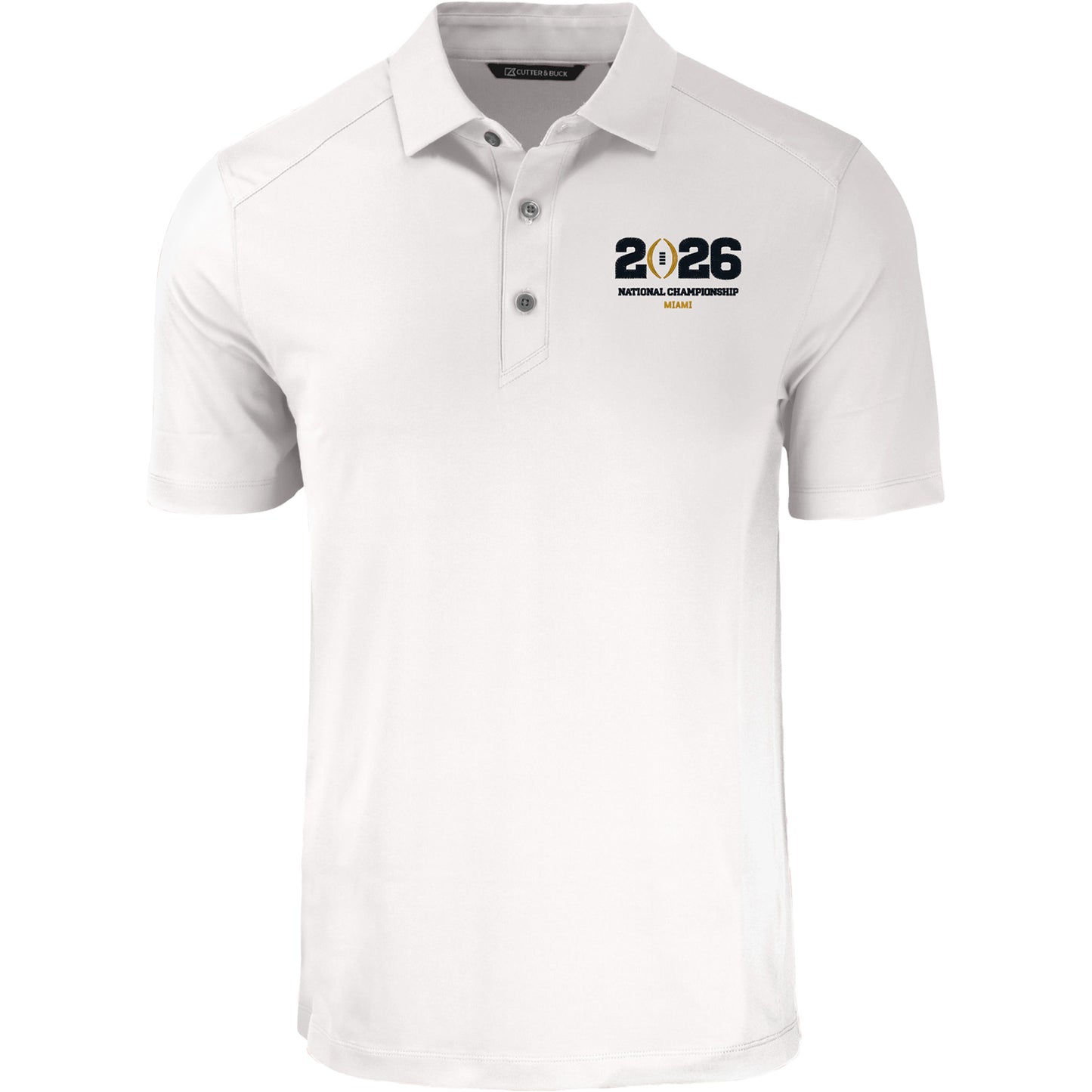 College Football Playoff National Championship Game 2026 Cutter & Buck Forge Eco Stretch Recycled Polo In White - Front View