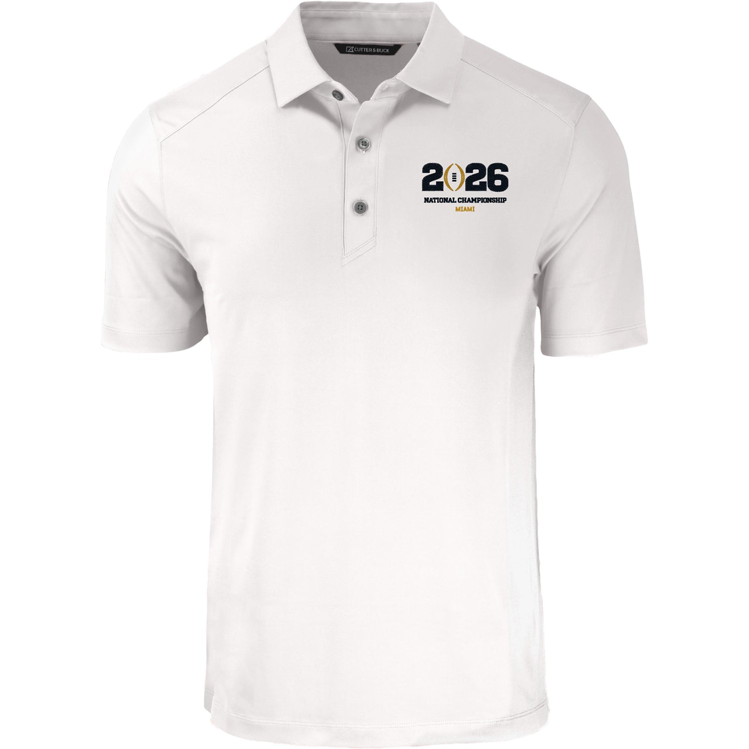 College Football Playoff National Championship Game 2026 Cutter & Buck Forge Eco Stretch Recycled Polo In White - Front View