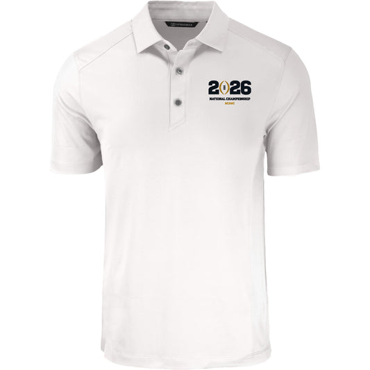 College Football Playoff National Championship Game 2026 Cutter & Buck Forge Eco Stretch Recycled Polo In White - Front View