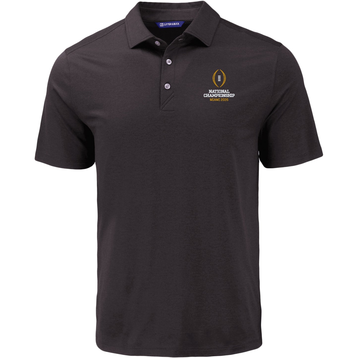 College Football Playoff National Championship Game 2026 Cutter & Buck Coastline Epic Comfort Recycled Polo In Black - Front View