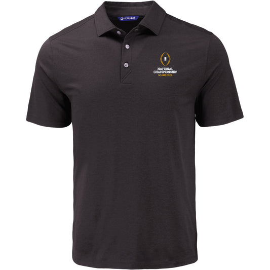 College Football Playoff National Championship Game 2026 Cutter & Buck Coastline Epic Comfort Recycled Polo In Black - Front View
