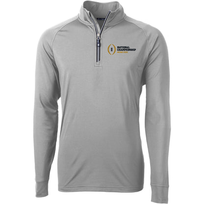 College Football Playoff National Championship Game 2026 Cutter & Buck Adapt Eco Knit Stretch Recycled 1/4 Zip Jacket In Grey - Front View