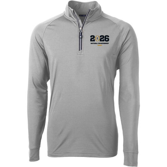 College Football Playoff National Championship Game 2026 Cutter & Buck Adapt Eco Knit Stretch Recycled 1/4 Zip Jacket In Grey - Front View