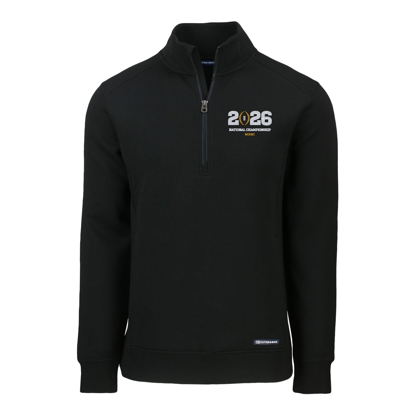 College Football Playoff National Championship Game 2026 Miami Logo Roam Eco Recycled 1/4 Zip Jacket - Front View