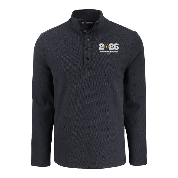 College Football Playoff National Championship Game 2026 Miami Logo Hunts Point Eco Textured Fleece Recycled Snap Jacket - Front View